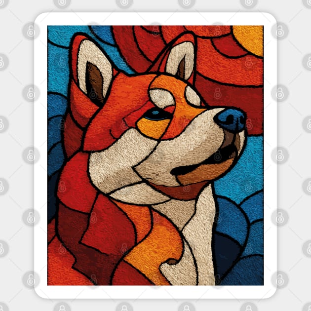 The Guardian | A Stained Glass Canine Portrait Sticker by TuncGK